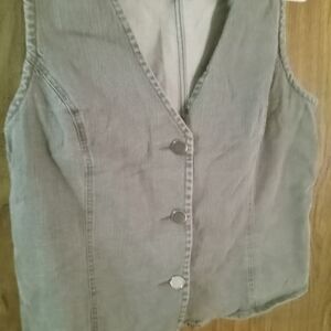 Denim Charcoal Gray Wash Vest Denim&Company Womens Size L